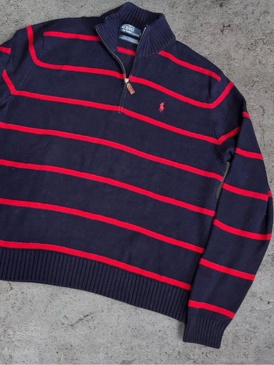 Polo Ralph Lauren Other - Polo Ralph Lauren vintage navy and red striped quarter zip jumper